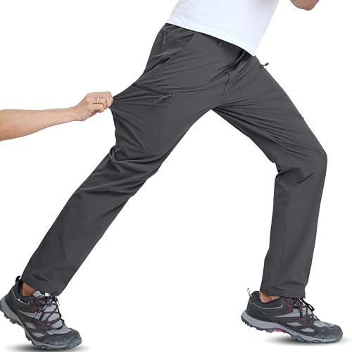 [TACVASEN] トレッキングパンツ メンズ 作業ズボン ストレッチ 速乾 防撥水 アウトドア ウェア 春秋 釣り ハイキングズボン ゴルフパンツ 薄手 通気 ダークグレー M